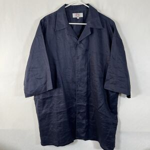 Brooklyn Basement Short Sleeve Button Up 100% Linen Shirt Mens Size 3XL Navy